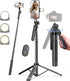 Yeaki 71" Phone Tripod,Tripod for iPhone with Fill Light and Rechargeable Remote,Aluminum Selfie