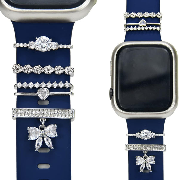 Watch Band Charms Decorative Rings Loops Compatible with Apple Silicone Watch Bands for Women 49mm 45mm 44mm 42mm 41mm