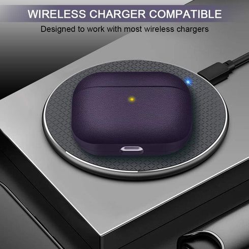 Upgrade Cover for Airpods Pro Case, Leather Texture Full-Body Protective Case, Wireless Charging, Burgundy