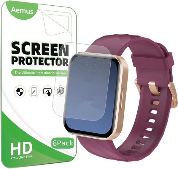 Screen Protector Compatible for RUIMEN D1 Smart Watch 1.85" (6 Pack) H1 Smartwatch Flexible Full Coverage Clear TPU Film