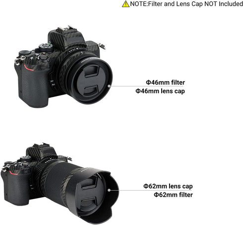 (1+1) Screw on + Bayonet Lens Hood Shade for Nikon Z30 Z50 Z fc Dual Lens Kit (Nikkor Z DX)