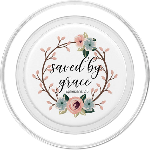 Saved By Grace Ephesians 2:5 Pink Blue Floral PopSockets PopGrip for MagSafe