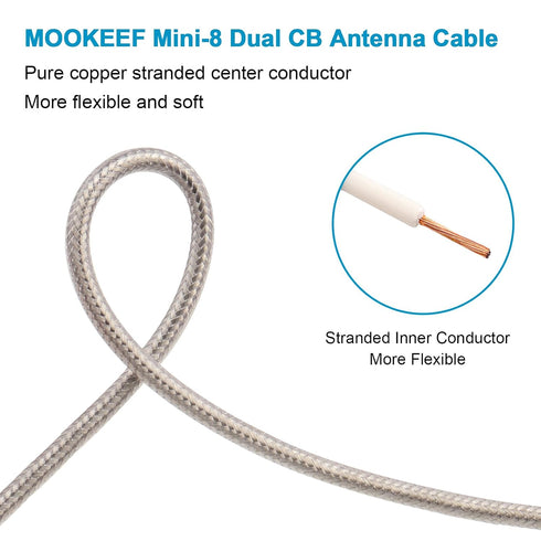 6FT,Low RG8X PL-259 FME/PL259 6 MOOKEERF Dual CB Antenna Coax Cable Loss Stranded Core CB Coax Cable with and Male