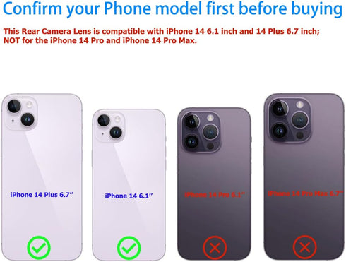 Vimour 2 Packs 14 14 Rear Camera Lens Glass Replacement Kits for iPhone and Plus Pre-Installed Adhesive
