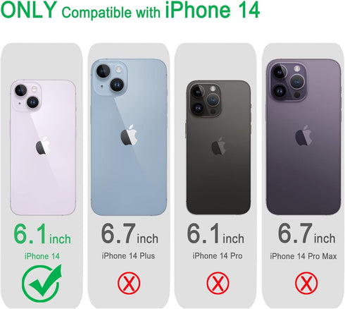 JJGoo Compatible with iPhone 14 Case, Clear Transparent Shockproof Phone Case, Slim Anti-Scratch Hard PC Back