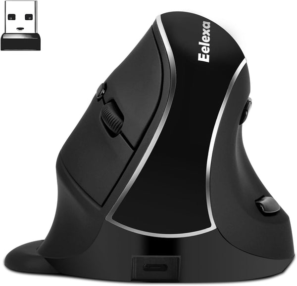 Ergonomic Vertical Mouse: 2.4G Bluetooth Dual Mode Optical Computer Mice, Wireless Rechargeable Mouse with Removable