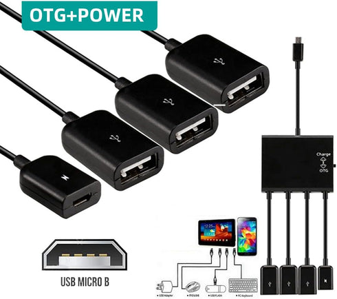 cablecc 3 S5 i9600 Note3 N9000 Micro USB Host OTG Port Hub Adapter Cable with Power for Galaxy Cell Phone & Tablet