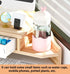 Triangle Monitor Stand Riser, Desktop Corner Shelf with Drawers, Wooden Computer Stand with Storage for Office