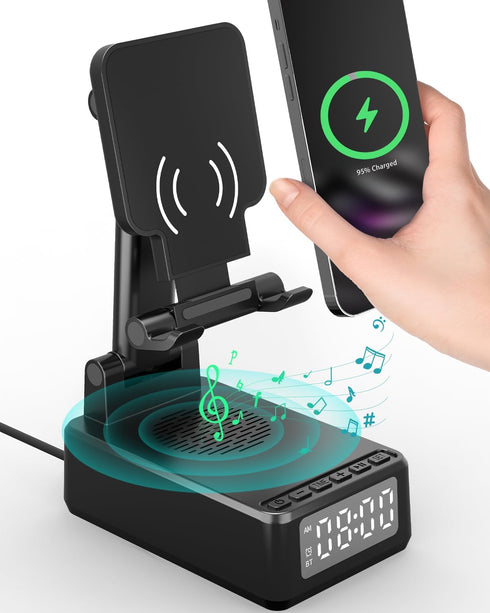 Bitswolee Gifts for Men Cell Phone Stand with Wireless Bluetooth Speaker and Wireless