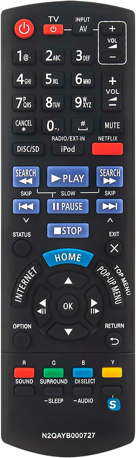 N2QAYB000727 Remote Control for Panasonic SC-BTT190 SC-BTT195 SC-BTT196 and More Home Theater Sound System