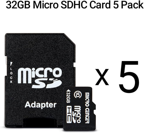INLAND Micro Center 32GB Class 10 MicroSDHC Flash Memory Card with Adapter for Mobile Device Storage Phone, Tablet, Drone & Full HD Video Recording - 80MB/s UHS-I, C10, U1 (5 Pack)