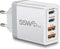 USB C European Charger 55W, 4-Port Fast Charger Type C Wall Adapter, Travel Plug Adapter for iPhone 15 14 13 12 11 Pro