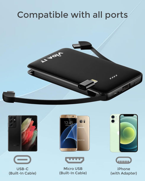 Vida IT Compact Power Bank Portable Charger for Samsung Galaxy S22 S21 S10 S7 Edge, 5000mAh