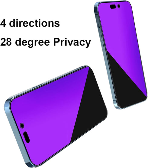 2 Pack 360 Degree Anti-blue Privacy Tempered Glass for iPhone 15, Anti-Spy Screen Protector Film, 6.1 inch