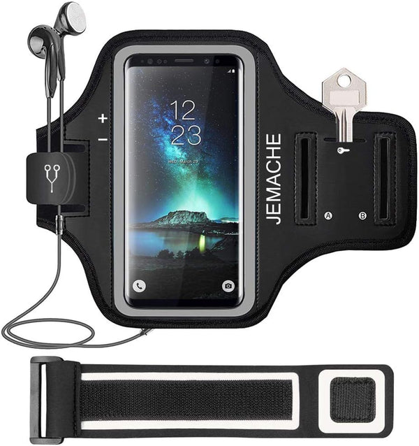 Galaxy S10 S9 S8 Armband, JEMACHE Gym Running Phone Arm Band for Samsung Galaxy S10/S9/S8/S7 Edge, Black
