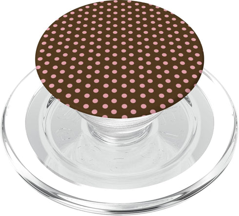 Aesthetic Classic Chic Brown and Pink Polka Dot Aesthetic Preppy Vintage Dotted PopSockets PopGrip for