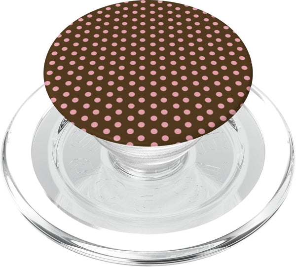 Aesthetic Classic Chic Brown and Pink Polka Dot Aesthetic Preppy Vintage Dotted PopSockets PopGrip for