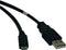 Tripp Lite USB 2.0 Hi-Speed A to Micro-B Cable (M/M), 3-ft., Black (U050-003)