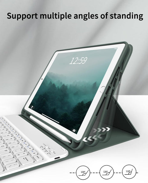 KENKE Case with Keyboard for iPad 9th/8th/7th Generation 10.2 inch 2021/2020/2026, Thin & Light Wireless Bluetooth