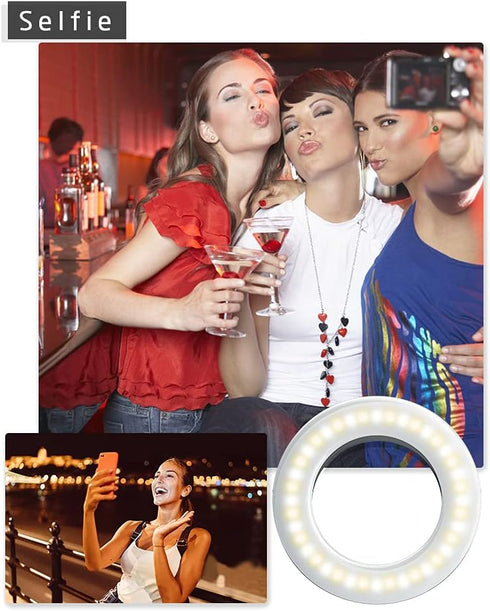 XINBAOHONG 40 Selfie Ring Light Rechargeable Portable Clip-on Selfie Fill Light with LED for Smart Phone Photography