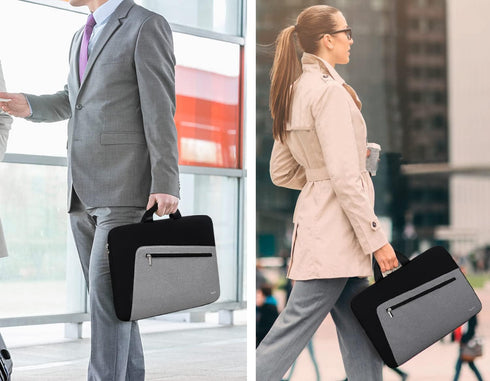 Laptop Sleeve, Slim Durable Notebook Protection Case for 14 15 15.4 Inch MacBook Pro HP Dell Acer Asus, Black/Grey