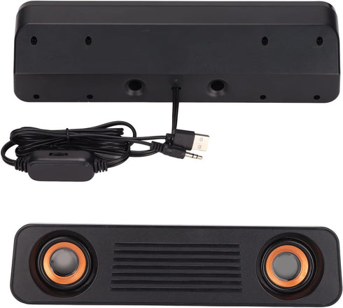 Portable HiFi Sound Wired Computer Sound Bar, USB Powered 3.5mm Audio Jack Speaker for Desktop, Laptops, Phones,