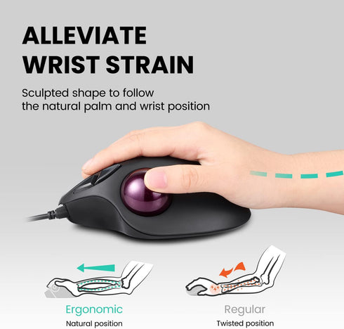 Perixx Perimice-517 Wired Trackball USB Mouse, 7 Button Design, Built-in 1.34 Inch Trackball