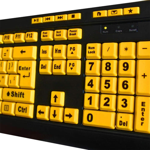 EasyTouch 132 Multimedia Desktop Keyboard, Black - Adesso AKB-132UY, Florescent Yellow