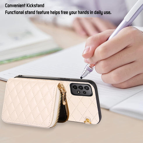 Furiet Detachable Crossbody Strap Wallet Case for Samsung Galaxy A23 5G/4G with Zipper Purse, Multi Card Slots and PU Leather Stand Shockproof Cell Phone Cover for A 23 23A 6.6 Women Beige