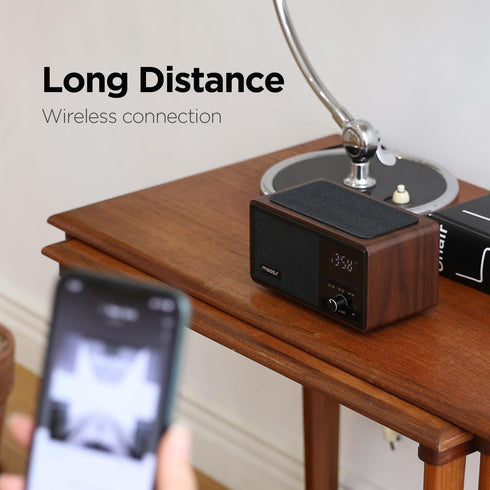 mooas Retro Bluetooth Radio Speaker - Vintage Charging Desk Clock, Portable FM Radio with Hands-Free Calling