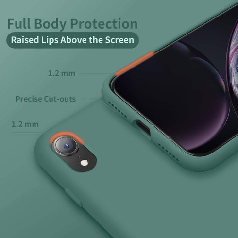 Cordking iPhone XR Case, 6.1" Ultra Slim Silicone, Shockproof with Soft Anti-Scratch Microfiber Lining, Midnight Green