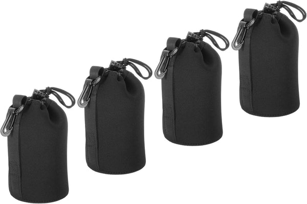 PATIKIL 4 Pcs Camera Lens Bag, 3.9" ID x 7.1" H Drawstring Pouch for DSLR Camera Lens