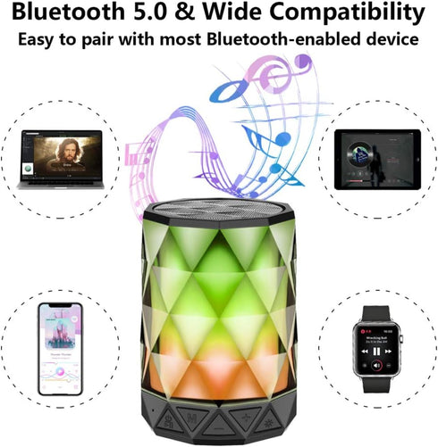 LFS Portable Bluetooth Speakers, Night Light Waterproof, Lightweight for Travel, Pool, Beach, Gifts for Kids and Women