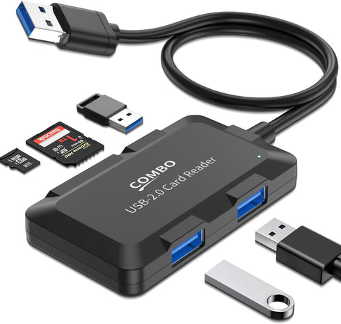 ukiism 5 in 1 USB Hub with SD/TF Card Reader, USB Extender with
