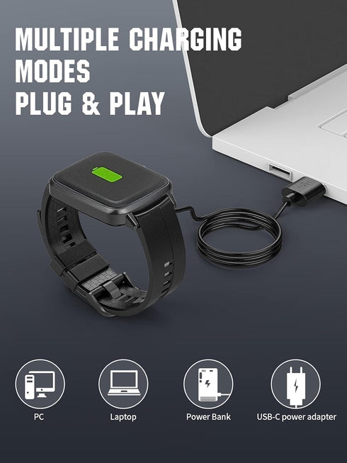TiMOVO Smart Watch Charger, Magnetic USB Charging Cable for YAMAY VeryFitPro SW021, SW01, Willful SW023, SW025, Black