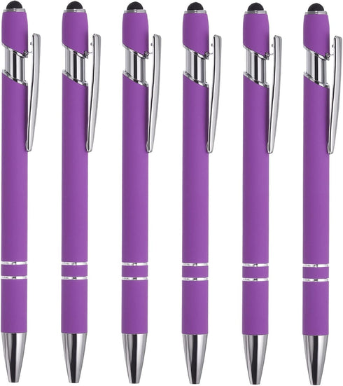 PATIKIL 6 Pack Ballpoint Pen with Stylus Tip, 2 in 1 Metal Pen Black Ink 1.0mm Medium Point for Touch Screens Style 1