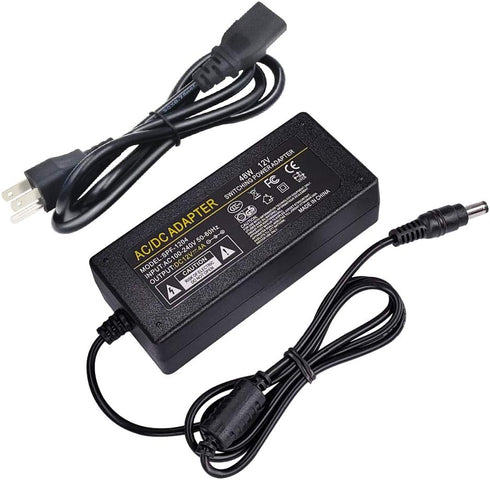 AC Adapter Power Supply 12V 4A 48W with 5.5x2.1mm DC Plug for LCD Monitor, LED Strip Light and Other Low Voltage Devices