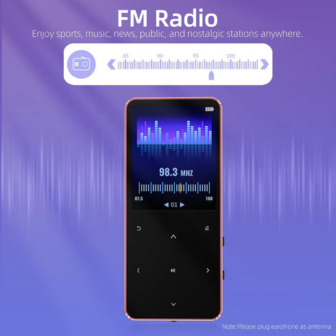 Tengsen Mp3 5.3, Mp3 128GB, Gold,32GB) Player with Bluetooth Portable Digital Music Player with Speaker, FM Radio
