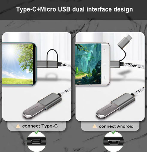 2-in-1 USB C/Micro USB to USB Adapter, OTG Adapter Cable Compatible with Samsung Galaxy S21 S22 S23 Note 20/10, Google