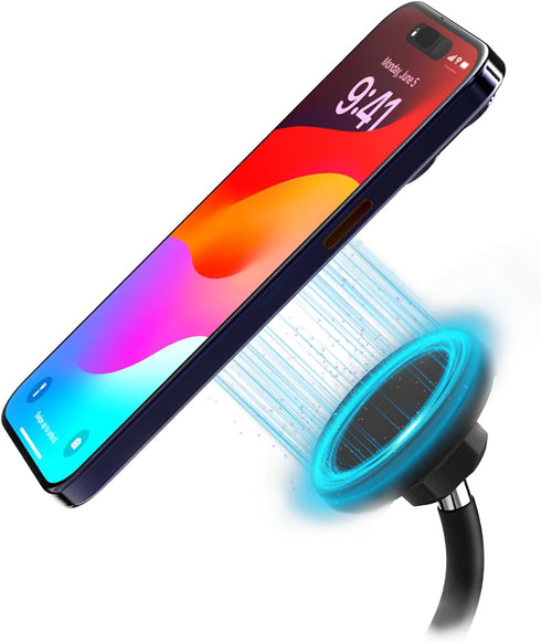 GALVANOX (15W) Magnetic Fast-Charging Desk Phone Stand (Adjustable Height) Compatible with MagSafe, Tall Wireless