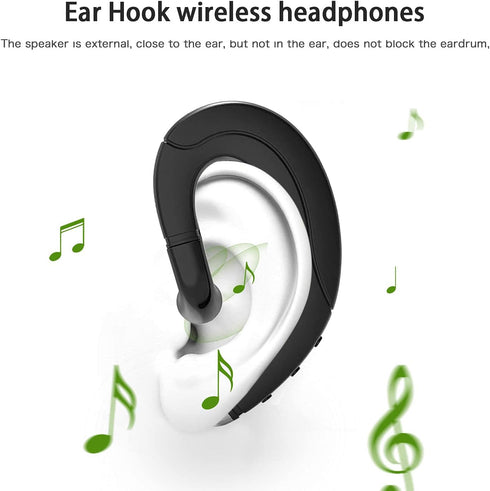 Ear Hook Bluetooth Headphone V5.0 with Mic, Painless Single Ear Wireless Headset 5 Hrs Playtime for Android Phones/iPhone X/8/7/6, Lightweight Non Bone Conduction Headphone with Ear Plug