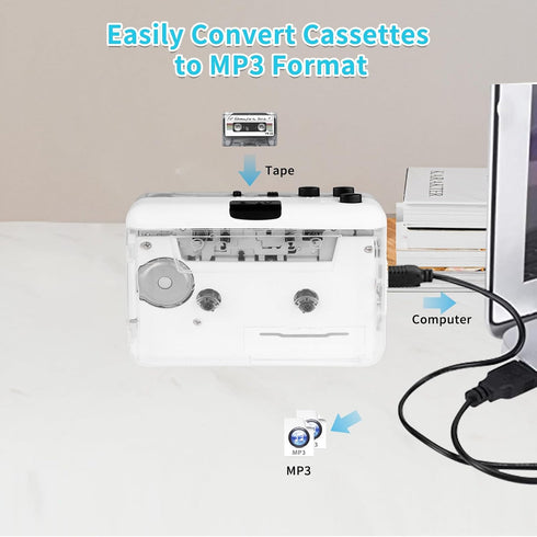 Cassette Cassette Player-Cassette MP3 Player- Clear StereoAuto Reverse Tape Tape to Converter with Tape Converter