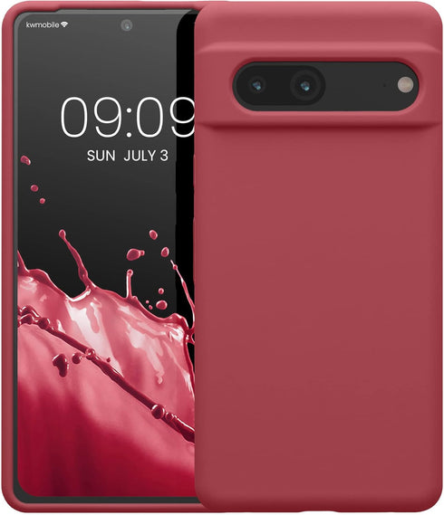 kwmobile TPU Silicone Case for Google Pixel 7, Soft Finish Phone Cover, Dark Rose