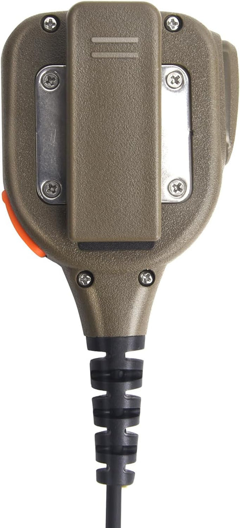 IP65 8 Pin Waterproof Shoulder Mic Walkie Talkie Speaker, 3.5mm Audio Jack, Compatible with xpr3300e, Coffee