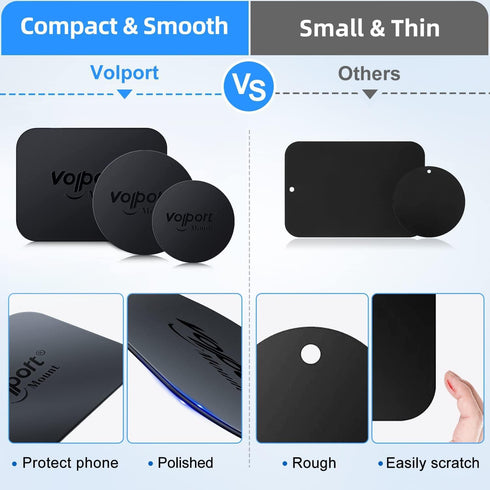 volport Metal Plate for Phone Magnet, 10 Pack MagicPlate with 3M Adhesive for Magnetic Phone Mounts