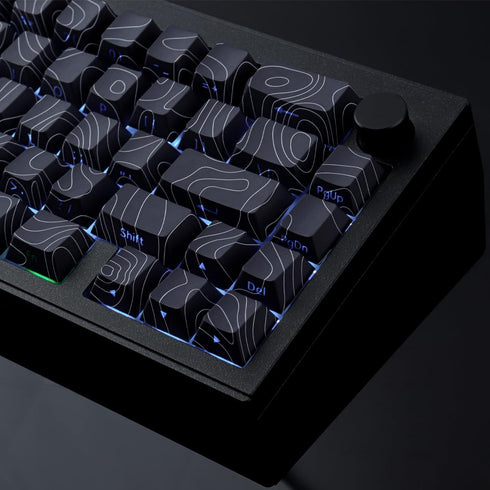 Tsungup Custom Keycaps, PBT Side Printed Keycap Set, 135 Keys Contour Line Keycaps for Cherry MX Switches, Black