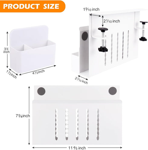 Desk Side Storage, Under Desk Laptop Mount, Table Side Hanging File Organizer, No Drill Clamp On Cable Management Tray