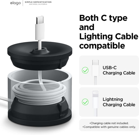 elago D Stand Charging Station Compatible with Apple Devices - Charging Dock Compatible with Apple TV Remote, Compatible with iPhone and More, Premium Aluminum, Cable Required (Black)