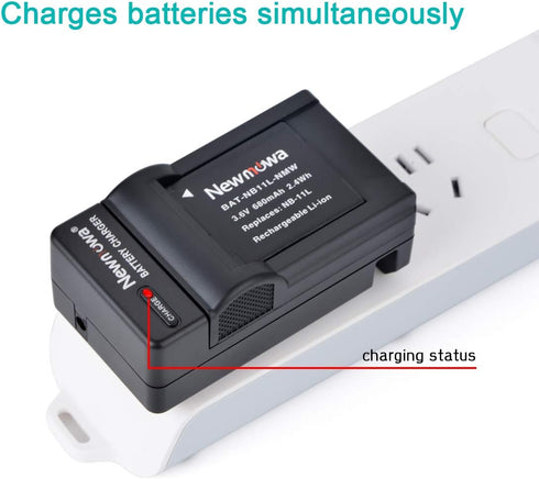 Newmowa NB-11L/NB-11LH Replacement Battery and Charger Kit (2-Pack) for Canon PowerShot A2300 IS, A2400 IS, A2500,