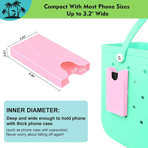 Phone Holder for Bogg Bag, Compatible with Simple Modern Bag & X Large Bogg Bag Accessories Inserts, Universal ABS Plastic Phone Case Holder Accessories for Bogg Bag Phone Holder Insert Pink